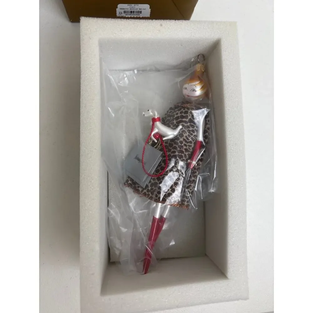De Carlini Soffiato Italian Glass Ornament Neiman Marcus Shopper Dog w Box